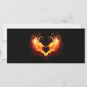Angel Fire Heart with Wings Card