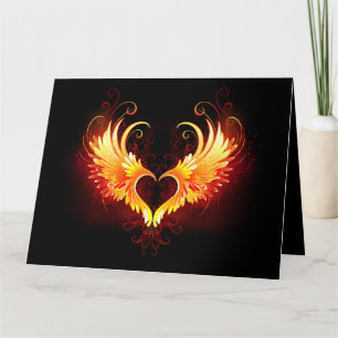 Angel Fire Heart with Wings Card