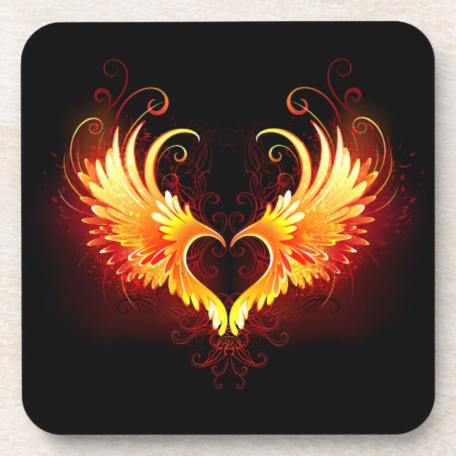 Angel Fire Heart with Wings Coaster (Front)