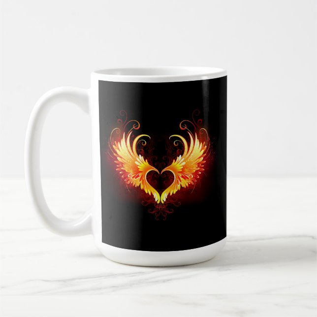 Angel Fire Heart with Wings Coffee Mug (Left)