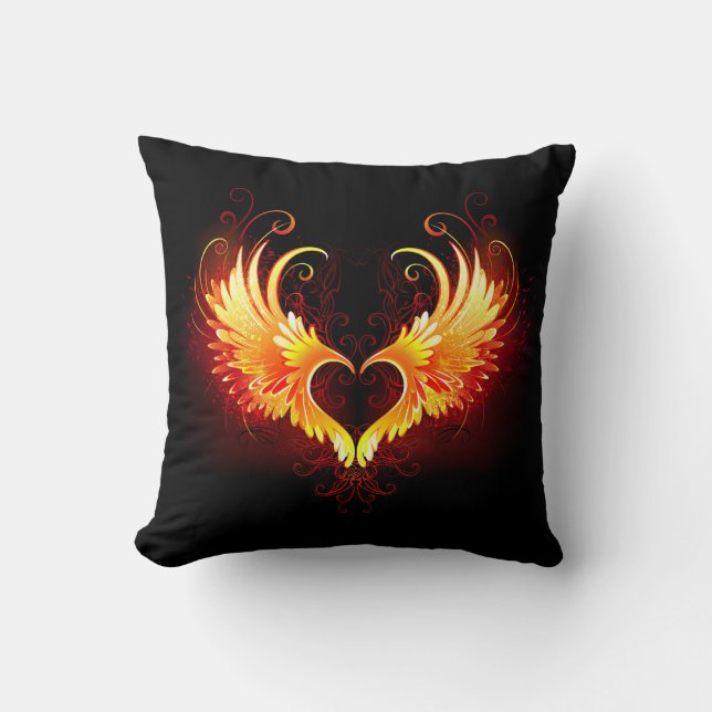 Angel Fire Heart with Wings Cushion (Front)