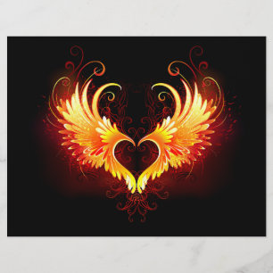 Angel Fire Heart with Wings Custom Letterhead