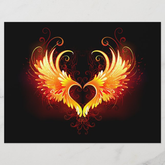 Angel Fire Heart with Wings Custom Letterhead (Front)