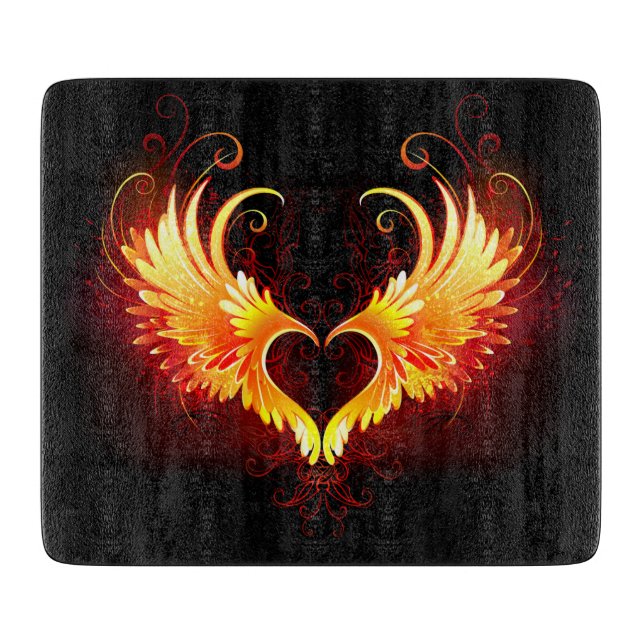 Angel Fire Heart with Wings Cutting Board (Front)