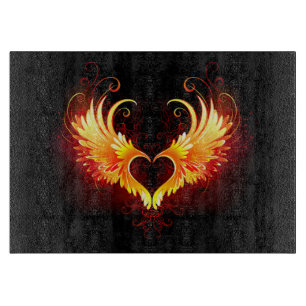 Angel Fire Heart with Wings Cutting Board