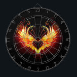 Angel Fire Heart with Wings Dartboard<br><div class="desc">Angel fire heart with flaming wings on black background.</div>