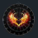 Angel Fire Heart with Wings Dartboard<br><div class="desc">Angel fire heart with flaming wings on black background.</div>