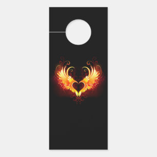 Angel Fire Heart with Wings Door Hanger