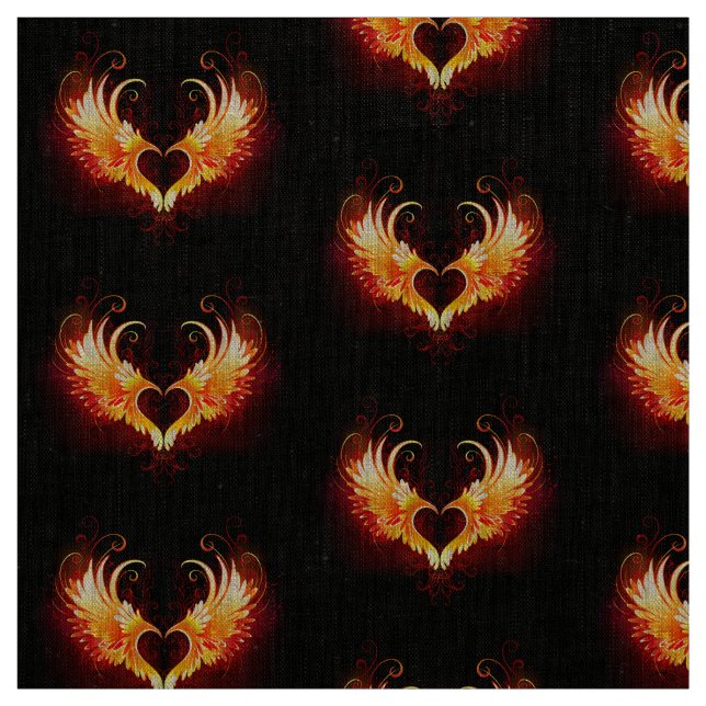 Angel Fire Heart with Wings Fabric (Swatch)