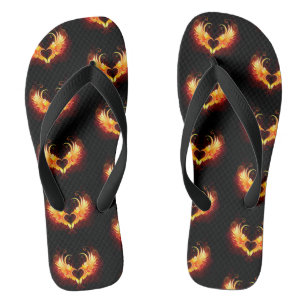 Angel Fire Heart with Wings Flip Flops
