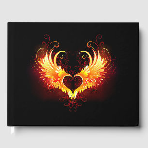 Angel Fire Heart with Wings Guest Book