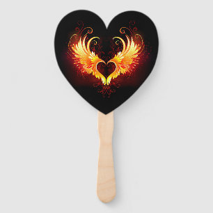 Angel Fire Heart with Wings Hand Fan