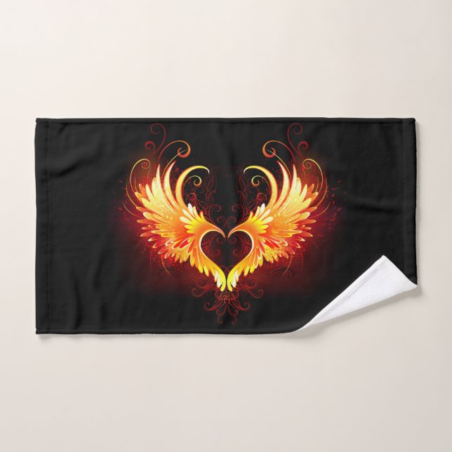 Angel Fire Heart with Wings Hand Towel (Hand Towel)