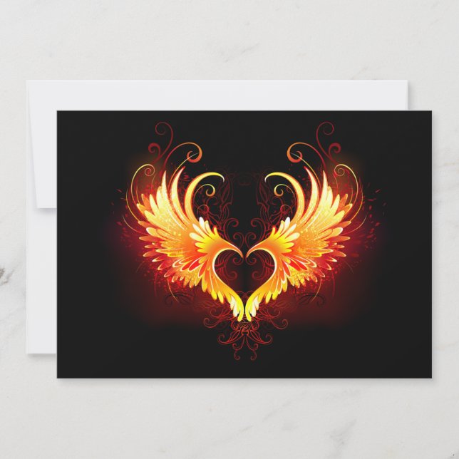 Angel Fire Heart with Wings Holiday Card (Front)