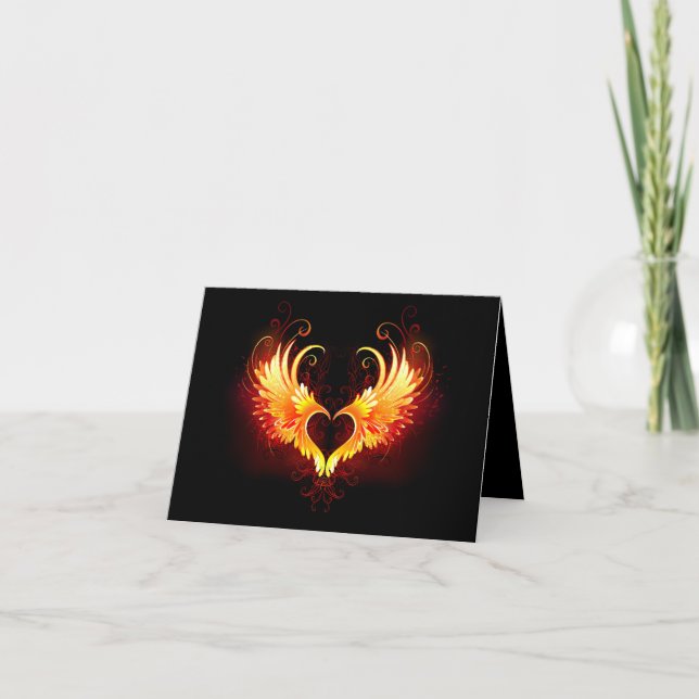 Angel Fire Heart with Wings Holiday Card (Front)
