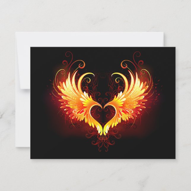Angel Fire Heart with Wings Holiday Card (Front)
