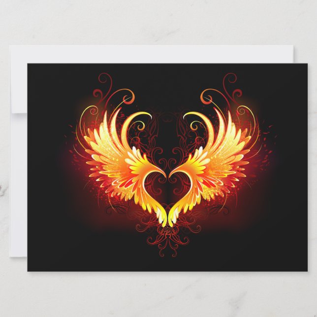 Angel Fire Heart with Wings Holiday Card (Front)