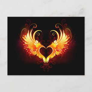Angel Fire Heart with Wings Holiday Postcard