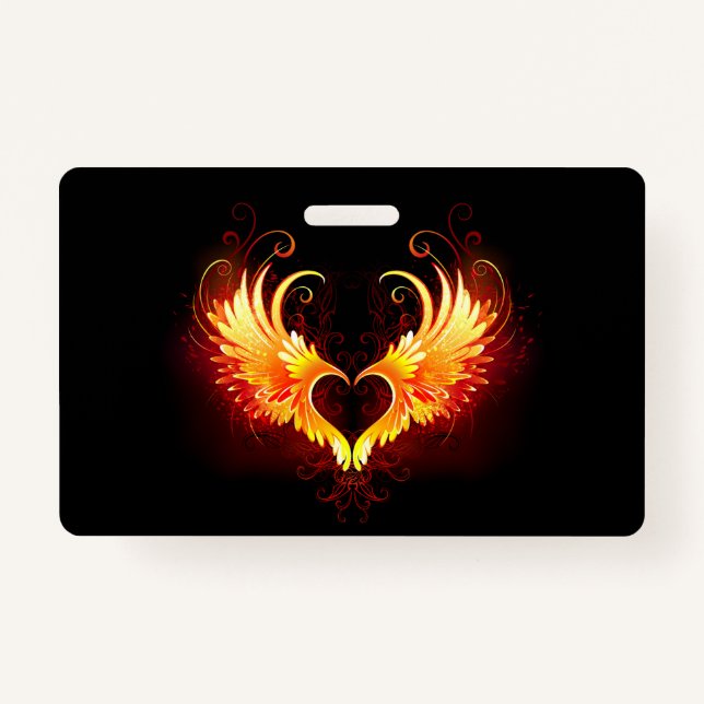 Angel Fire Heart with Wings ID Badge (Front)