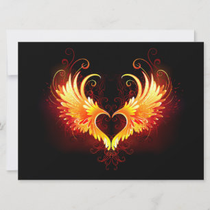 Angel Fire Heart with Wings Invitation