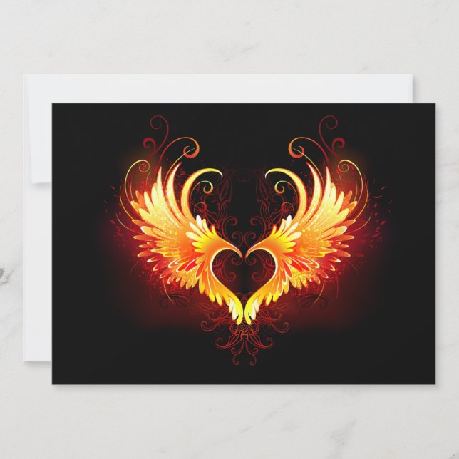 Angel Fire Heart with Wings Invitation (Front)