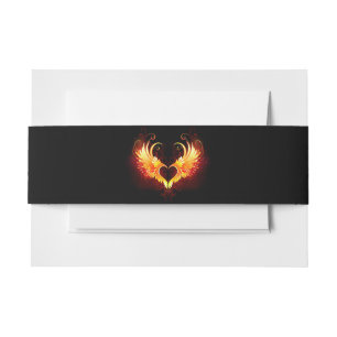 Angel Fire Heart with Wings Invitation Belly Band