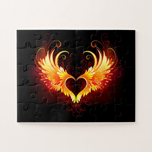 Angel Fire Heart with Wings Jigsaw Puzzle (Horizontal)