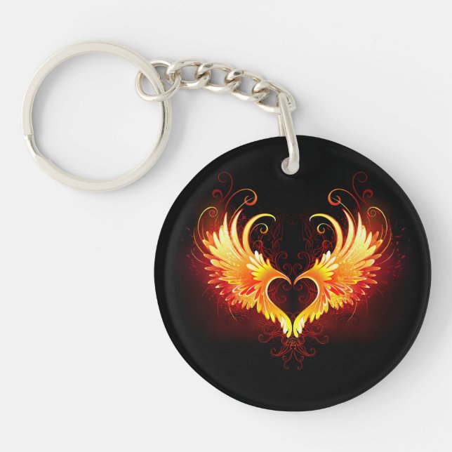 Angel Fire Heart with Wings Key Ring (Front)