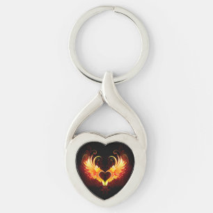 Angel Fire Heart with Wings Key Ring