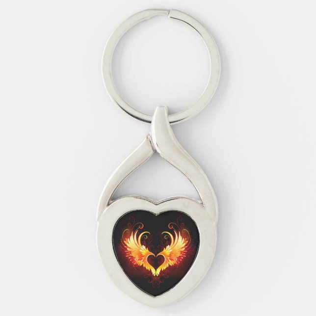 Angel Fire Heart with Wings Key Ring (Front)
