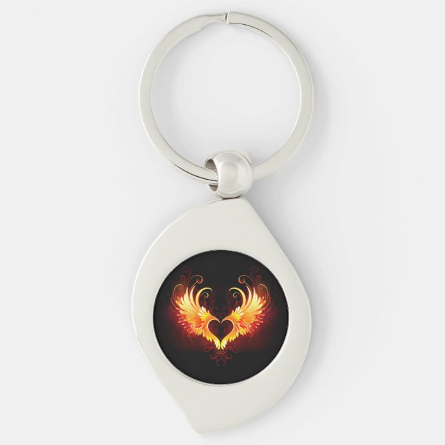Angel Fire Heart with Wings Key Ring (Front)