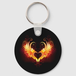 Angel Fire Heart with Wings Key Ring