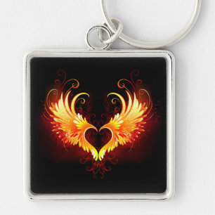 Angel Fire Heart with Wings Key Ring