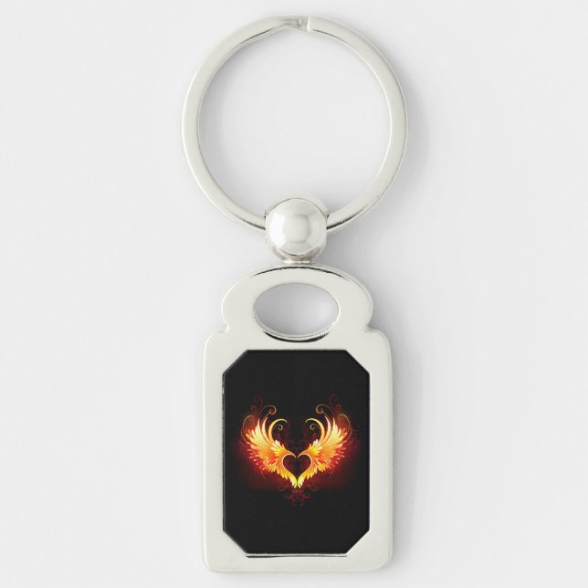 Angel Fire Heart with Wings Key Ring (Front)