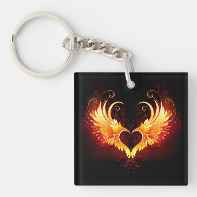Angel Fire Heart with Wings Key Ring (Front)