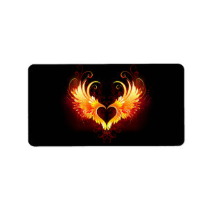 Angel Fire Heart with Wings Label