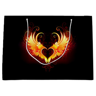 Angel Fire Heart with Wings Large Gift Bag