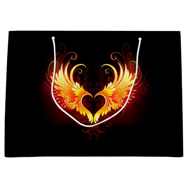 Angel Fire Heart with Wings Large Gift Bag (Front)