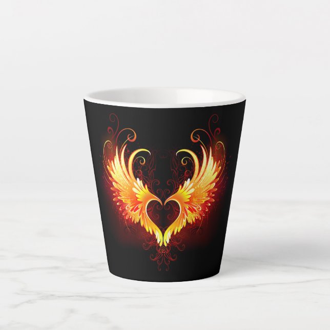 Angel Fire Heart with Wings Latte Mug (Front)
