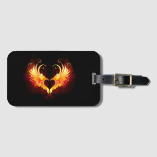 Angel Fire Heart with Wings Luggage Tag