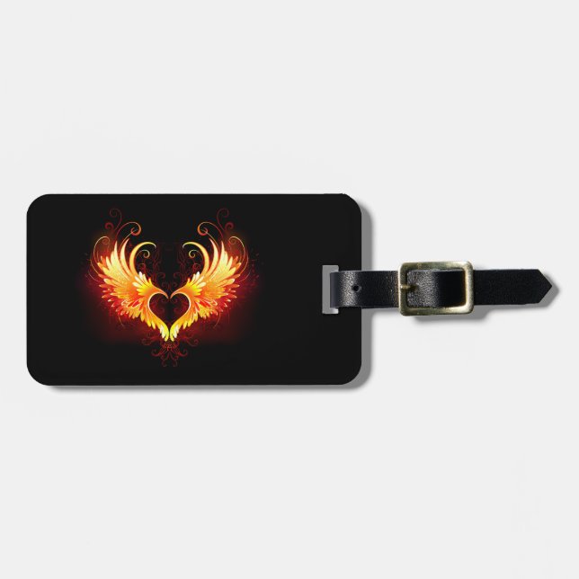 Angel Fire Heart with Wings Luggage Tag (Front Horizontal)
