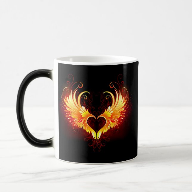 Angel Fire Heart with Wings Magic Mug (Left)