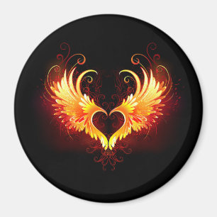 Angel Fire Heart with Wings Magnet