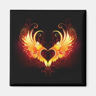 Angel Fire Heart with Wings Magnet