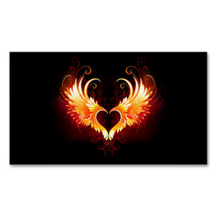 Angel Fire Heart with Wings Magnetic Business Card