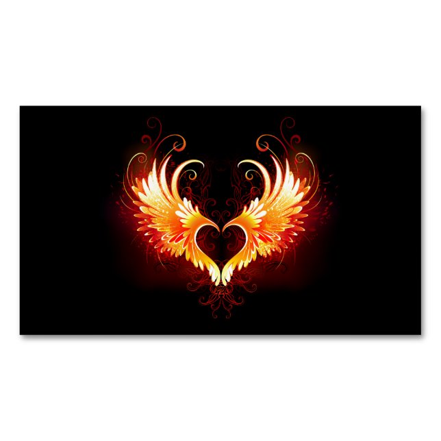 Angel Fire Heart with Wings Magnetic Business Card (Front)