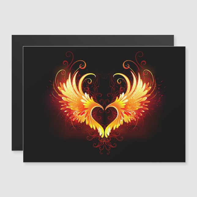 Angel Fire Heart with Wings Magnetic Invitation (Front/Back)
