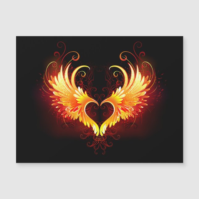 Angel Fire Heart with Wings Magnetic Invitation (Front)