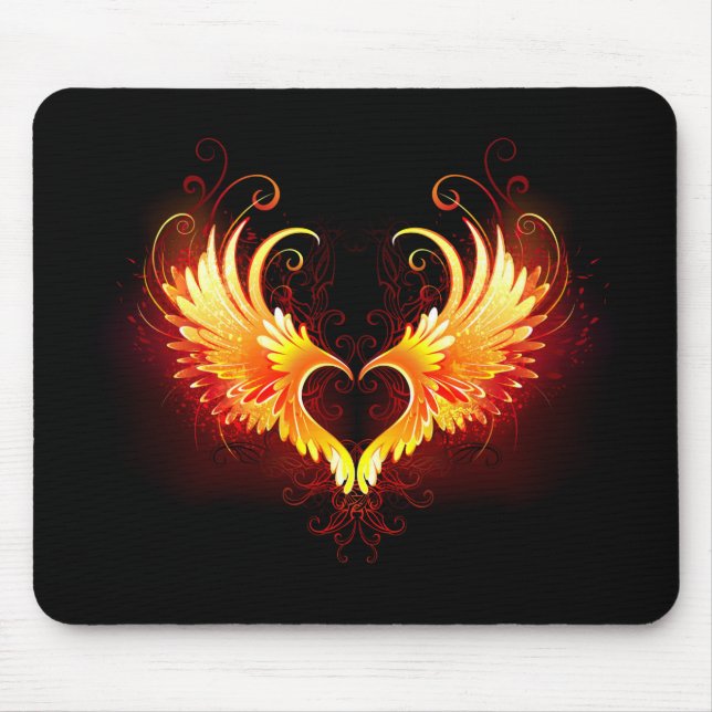Angel Fire Heart with Wings Mouse Mat (Front)