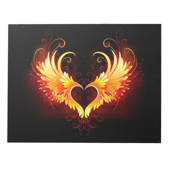 Angel Fire Heart with Wings Notepad (Front)